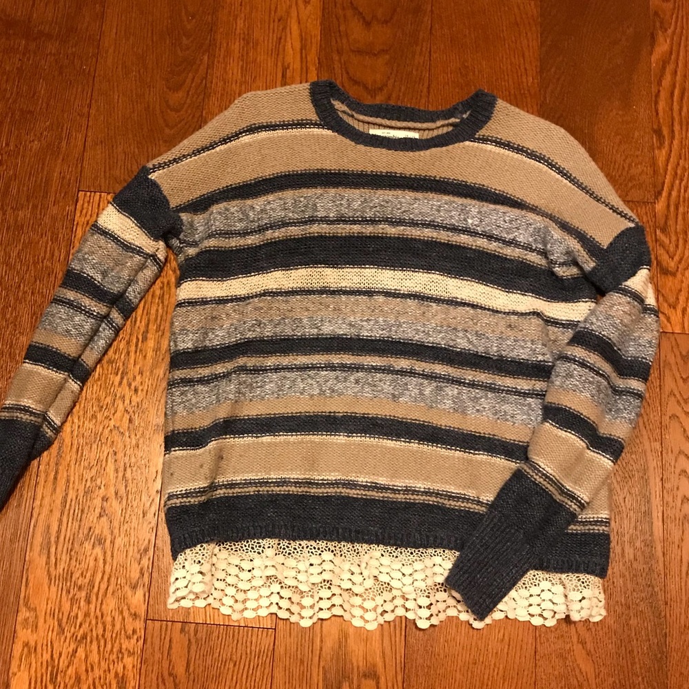 Abercrombie kids striped sweater with lace trim